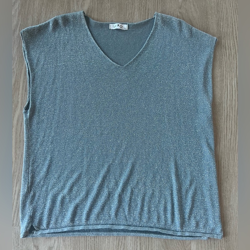 Gray V-Neck Women's Blouse